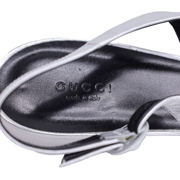 Gucci Horsebit Slingback Flats in Silver Metallic Nappa Leather - Picture 4 of 10